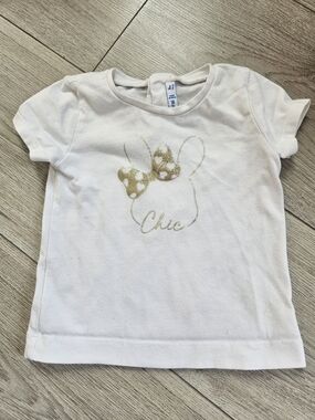 Mayoral Baby Girl White Chic Graphic T-Shirt Glitter Bow 9M🩷